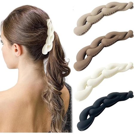 ING Bananklemme, 4 Stykker, 13cm, Haleklemme, Hårklemme, Snoet Form, Anti-Slip, Hårnål, Hårtilbehør Egnet Til Kvinder og Piger