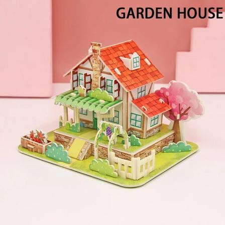 3D Papperspussel Montessori Miniatyrhus Roliga Kartongbyggmodeller För Barn Handgjorda Pedagogiska Leksaker Garden House