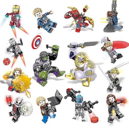 16pcs Avengers Building Blocks Dolls Superhero Building Blocks Minifigures Assembled Building Blocks Toys