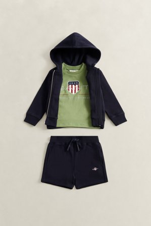 GANT Kinder Boys Set mit Sweatjacke, T-Shirt und Sweathose (92) Marineblau