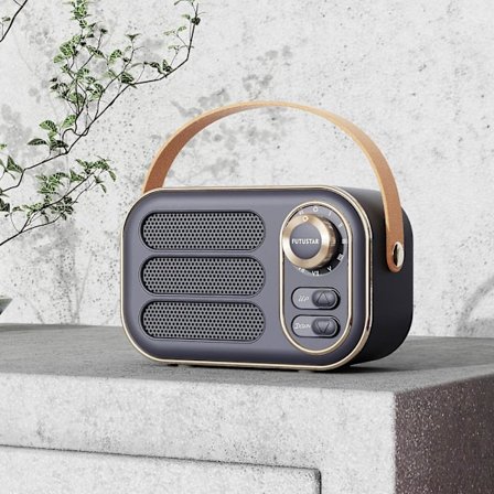 Högtalare Bluetooth Trådlös Multifunktionell Mini Bärbar Fm Radio Bluetooth Högtalare Usb Tf Aux Inomhus Utomhus Retro-Design Trådlös Högtalare(Grå)