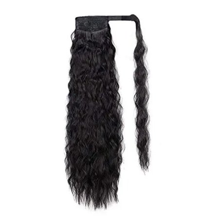 {xj} Vågiga hästsvansförlängningar löshår Svart