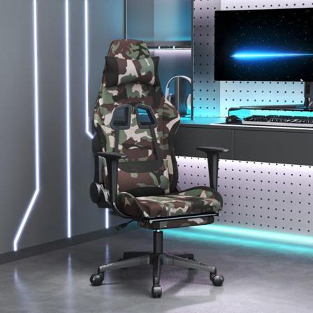 Vidaxl Gamingstol Med Fotstöd Och Massage Svart Och Kamouflage T Grön