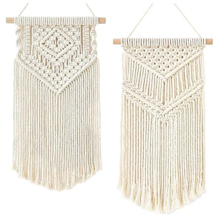 2 Spidsmænd Væghængende Lille Vævet Gobelin Vægkunst Dekoration - Smuk Til Boho Hjemmeindretning, Lejlighed, Børneværelse, Festdekoration, 16,5"l X 10