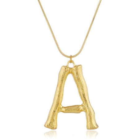 Statement Bambu Halsband Herr Dam Stål Stort Bambu Initial Bokstav Hänge Halsband 20 Tum