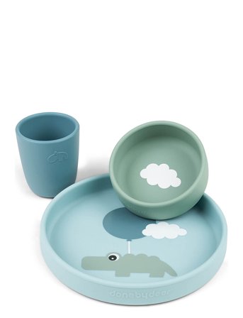Done by Deer Silicone Dinner Set Happy Clouds Blue - Green - ONE SIZE