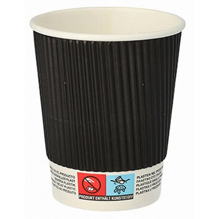 PAPSTAR Pappersbägare ripple svart 20cl 500/fp - Lyreco - Kök och servering - Engångsartiklar - Pappersbägare