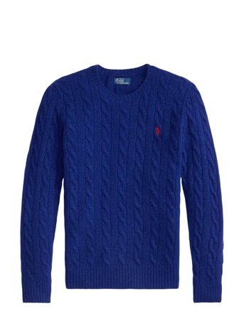 Cable Wool-Cashmere Crewneck Sweater Blue Polo Ralph Lauren