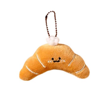 Croissant Nyckelring för Väskdekoration - Söt Bröd Plysch Väska Berlock