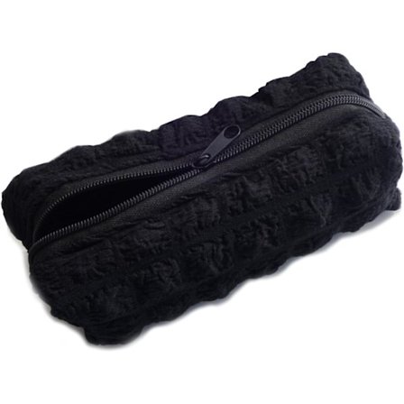 Sminkepung i Pluss, Sminkeveske 1 stk, Stor Kapasitet, Sminkevesker, Puffet Blyantveske, Rutete Blyantveske for Jenter, Svart