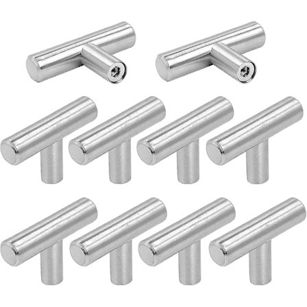 #Sæt af 10 Sølv Køkken Skabshåndtag - Rustfrit Stål Møbler og Døre#