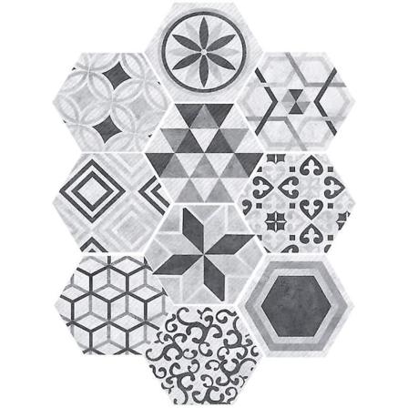 Kakelklistermärken Sexkantig industriell stil Anti-halk självhäftande avtagbar väggdekal 200mm*230mm*10 stycken/ set