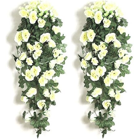Kunstige Rose Hengende Ranker 2 Pakker Plastikk Fake Rose Ranke Grønt Hengende