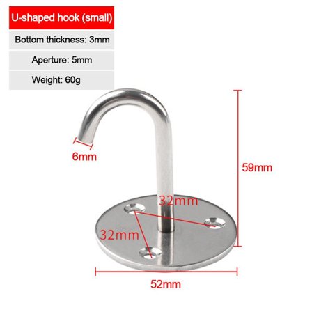 1kpl Seinäkoukku Kattoon kiinnitettävä ripustin SMALL U SILVER SMALL U