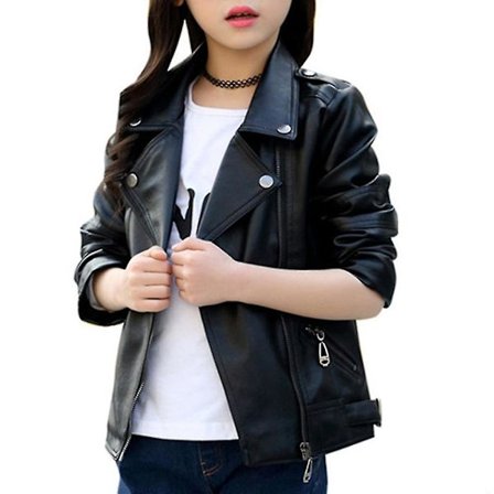 Barnjacka i konstläder med fickor och dragkedja för pojkar och flickor