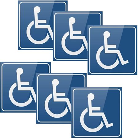 6 st handikappklistermärken för bilar, blå handikappklistermärken, för bilbuss husvagn rullstol.