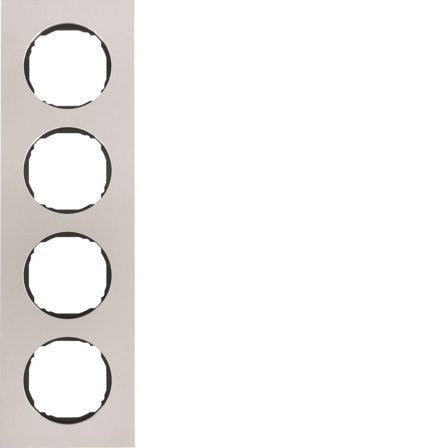 Hager 10142614 Dekkramme for boks Berker R.8, rustfri 4 rom, Strømbrytere & vegguttak