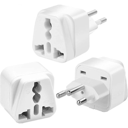 3-pakning med Sveitsiske Pluggadaptere, Sveitsisk Pluggadapter, Sveitsisk Reiseadapter 3-Pin Jordet Internasjonal Universell for Sveits, [DB]