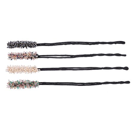 4-pak Rhinestone Bun Maker Kvinde Frisure Værktøjer DIY Bun Tilbehør (32.5X2.5X1.8CM, flere farver)