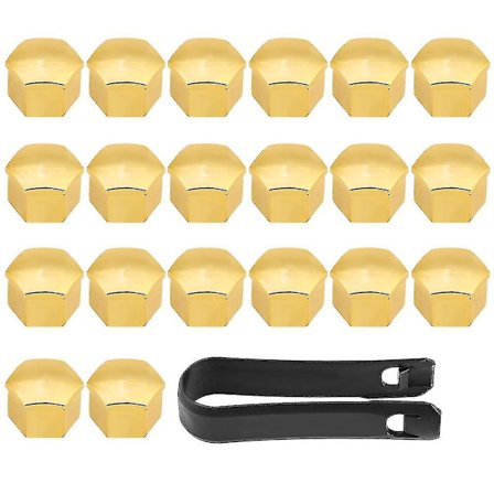 20 st 17 mm Universal Bil Däck Hjulnav Kåpor Bultmutter Bult Skruv Kåpa Skyddskåpa Guld