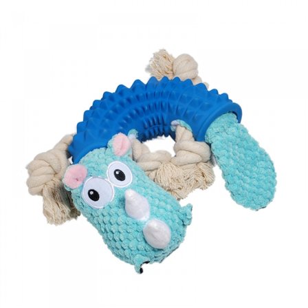 Koirien lelut söpö sarvikuono vetovuoro interaktiivinen köysi solmu lelu sisätiloissa piippaava pentujen lelut, sopii pennuille tai pienille ja 