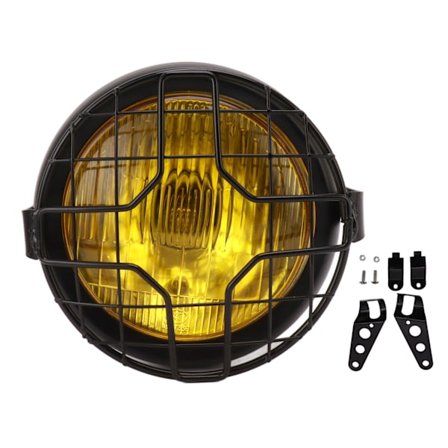 5,75 tommers motorsykkel-frontlys 35W Gult glass Høy/lav stråle Frontlykt med lampeskjerm Brakett for Chopper Bobber Cafe Racer