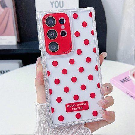 Skal till Samsung Galaxy S25 Ultra Transparent PC+TPU Mobilskal med Polkadotmönster och Linsskydd