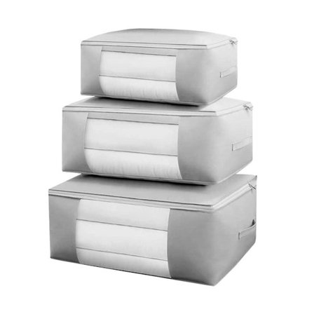 3-pakks Klær Oppbevaringsbeholdere med Holdbare Håndtak Tykke Sammenleggbare Skap Oppbevaringsorganisator