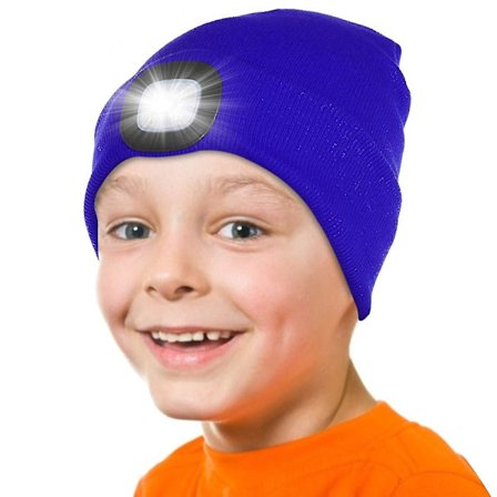 Led-belyst Beanie-lue for Barn, Oppladbart 4 Led Hodelyktlue, Strikket Vinterlue Med Lommelykt for Sykling Løping