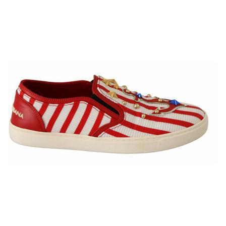 Dolce & Gabbana Red White Anchor Studded Loafers Rød, Dame, Størrelse: 38 EU