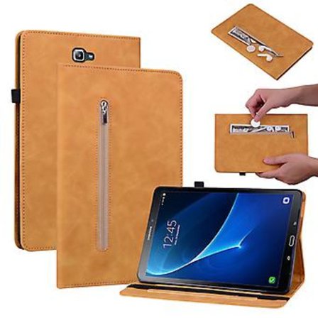 Glidelås Lærtablettveske For Samsung Galaxy Tab A 10.1 2016/T580/T585 (Gul)