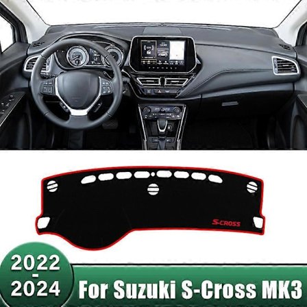 Bilinstrumentbræt Dæk Undgå Lys Pads Solskærmsmåtter Instrumentpanel Skridsikkert Tilbehør Kompatibelt med Suzuki S-Cross MK3 2022 2023 2024-WELLNGS