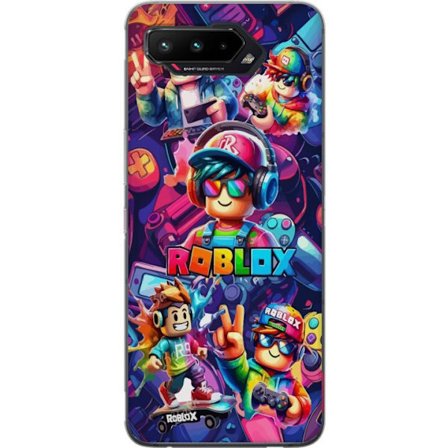 Kompatibel Mobilcover til Asus Asus ROG Phone 5 Farverig Roblox gaming gruppe med hovedtelefoner, controllere og neonfarver perfekt til børn og gamin