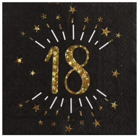 Sort og Guld Alder 18 Servietter