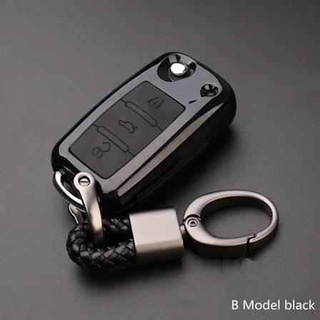 Carbonläder Bilnyckelfodral Fullt Skydd för VW Volkswagen Polo Golf Passat Beetle Caddy T5 Up Eos Tiguan SkodaA5 SEAT Leon Altea