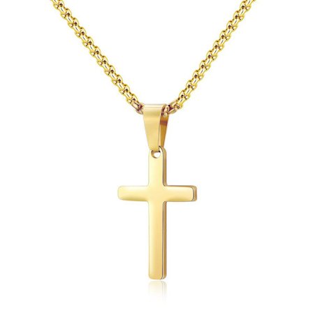 Kors vedhæng til mænd, rustfrit stål guld glat kors pen B