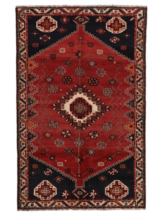 Annodato A Mano Shiraz Tappeto 163X255 Di Lana Nero/Rosso Scuro