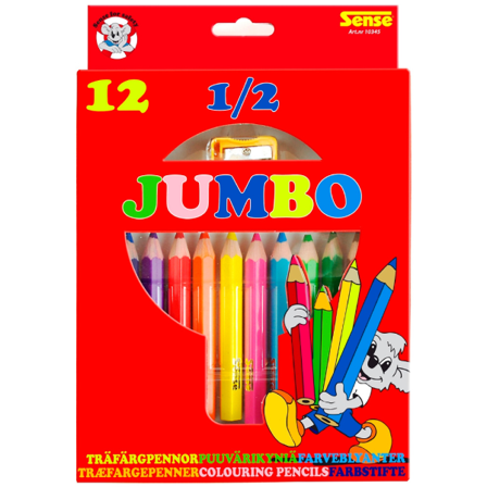 Sense Jumbo Träfärgpennor 12-p Multifärg