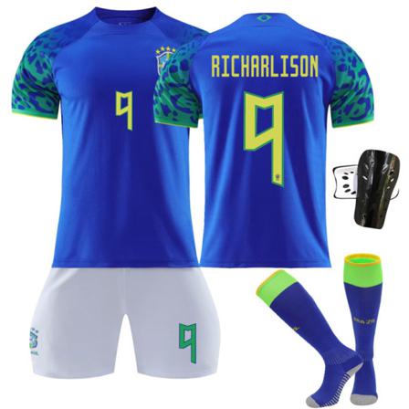2022 Qatar World Cup Brasilien Borta Fotbollsdräkt - Blå Xl