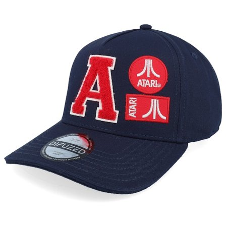 Difuzed - Blå adjustable Caps - Atari Varsity Navy A-Frame Adjustable @ Hatstore