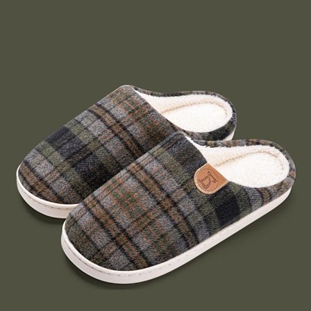 2023 Herretoffler Varme Rutete Tøfler Halkfrie Bomuldstøfler Herre Vinter Indendørs Hjem 42-43