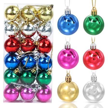 36 stk Fargede Julekuler, 3 cm Plast Julekuler Ornament