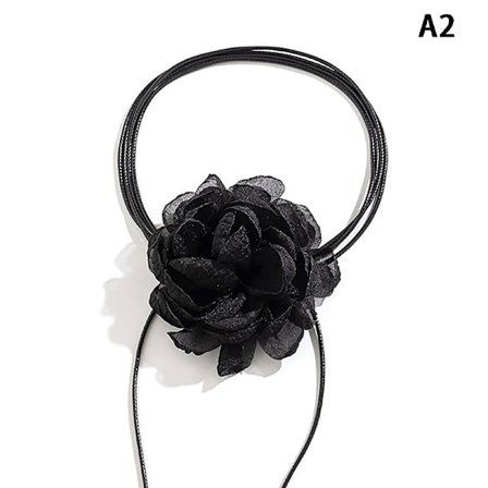 Fluffy Stoff Blonder Blomst Choker Halskjede Kvinner Lang Lace-up Ro