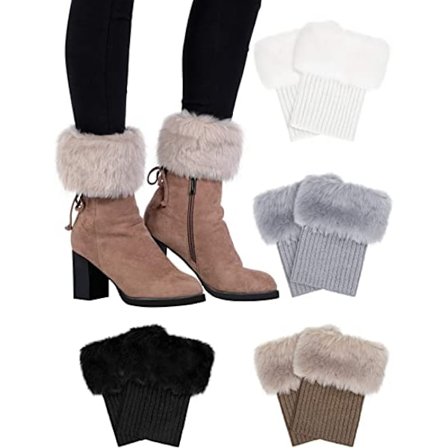 4 par dam fuskpälsstövlar manschett