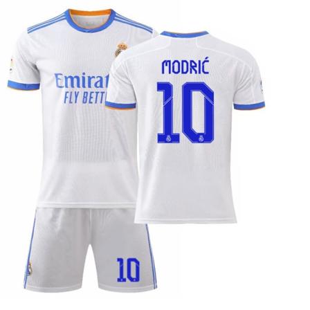 21-22 Ny Real Madrid hjemme nr. 7 Hazard nr. 9 Benzema nr. 10 Modric trøje fodboldsæt Real Madrid home number 10 XS#