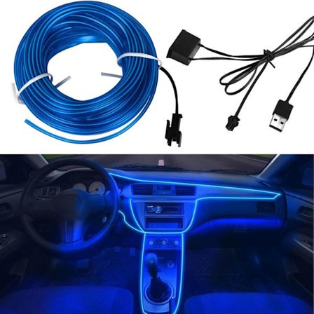5m Bil Interiörbelysning, LED Bil Interiör, 5V EL Wire LED Ljusremsa för Bil Interiör, Bil Interiör LED Strip Ljus Wire, Auto Interiör LED Strip