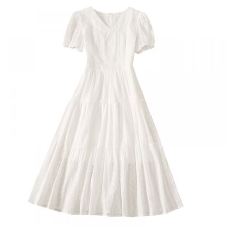 Kvinde Blonde Blomster Lang Kjole Kort Ærme Bohemian Strand Kjole Hvid Lang Maxi Kjole(Hvid XL)