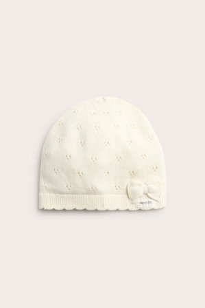 Newbie | Czapka z dzianiny, z kokardą | Offwhite