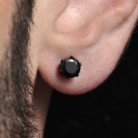 Blackness cirkóniás acél fülbevaló - 6 mm férfiaknak - Bedugós fülbevalók