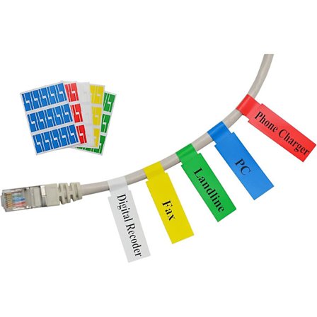 (40 ark, 1200 etiketter) Blandede farger Selvklebende kabelmerker - Vanntette | Rivfaste | Holdbare - Med nettbasert utskrift